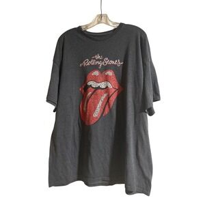 Rolling Stones Oversized Graphic Band Tee | Gray Logo Shirt